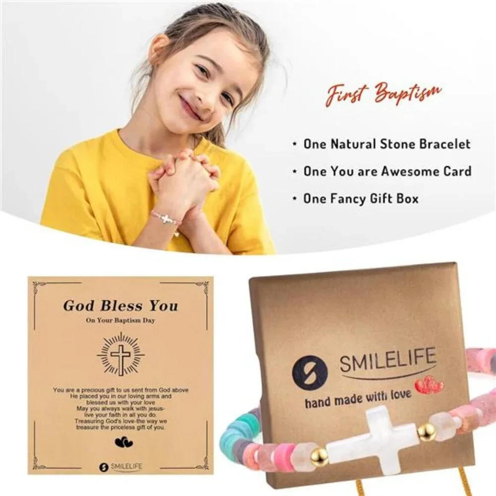 Cross Bracelet for Women, Girls & Boys - First Communion, Baptism & Christian